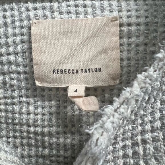 Rebecca TaylorTweed Pattern Evening Zipper Jacket, Size 4 - Picture 5 of 5